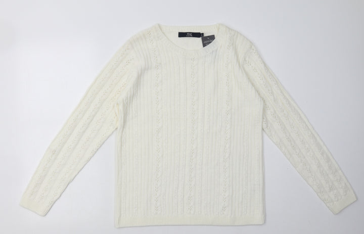 EWM Womens White Argyle/Diamond Acrylic Pullover Sweatshirt Size S  Pullover