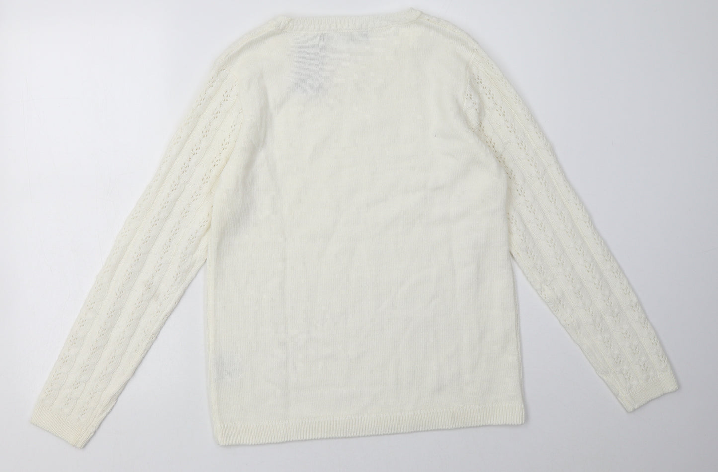 EWM Womens White Argyle/Diamond Acrylic Pullover Sweatshirt Size S  Pullover
