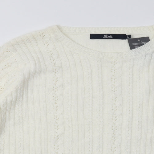 EWM Womens White Argyle/Diamond Acrylic Pullover Sweatshirt Size S  Pullover