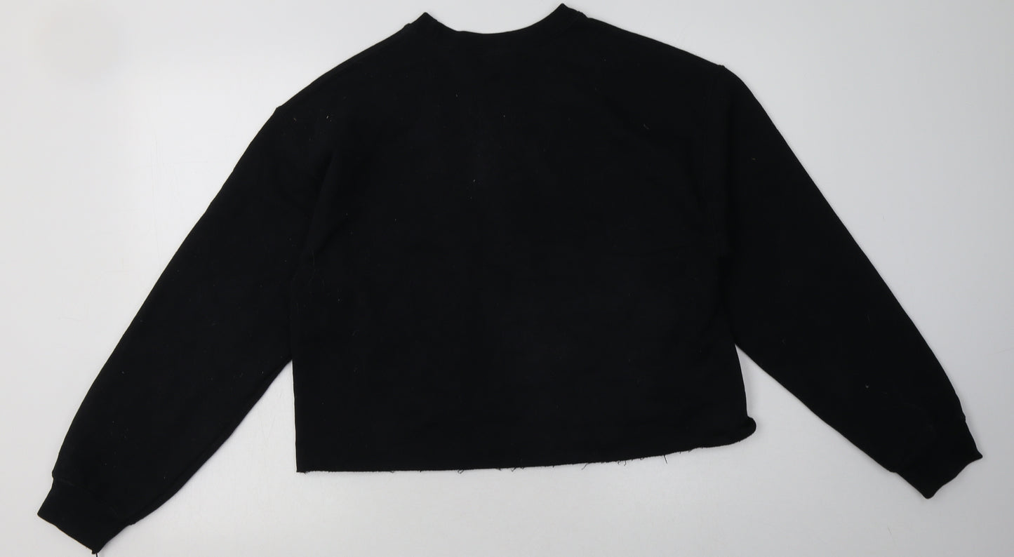 River Island Womens Black  Cotton Pullover Sweatshirt Size S  Pullover - Cropped
