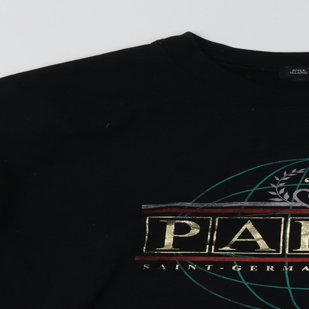 River Island Womens Black  Cotton Pullover Sweatshirt Size S  Pullover - Cropped