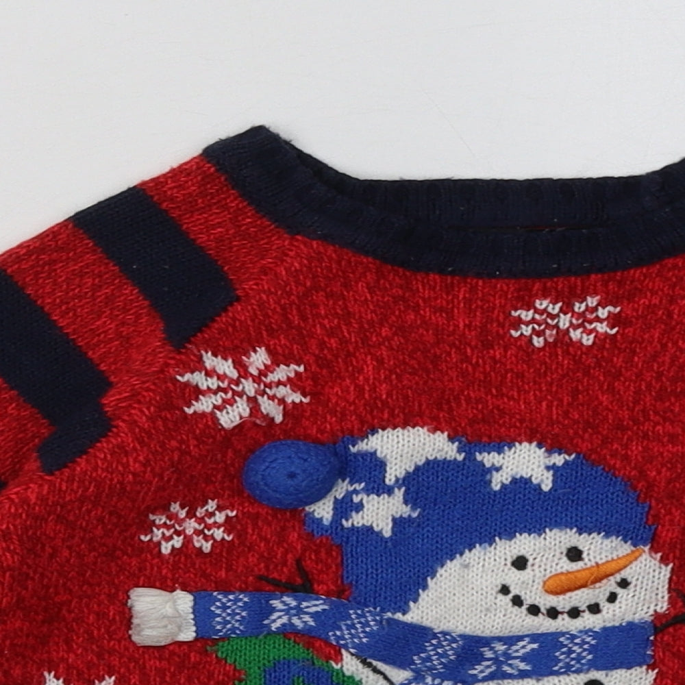 George Boys Red Striped Acrylic Pullover Sweatshirt Size 2-3 Years  Pullover - Christmas