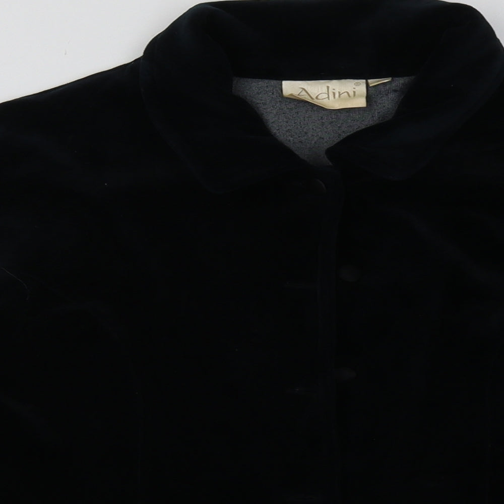 Adini Womens Black Collared  Cotton Cardigan Jumper Size S