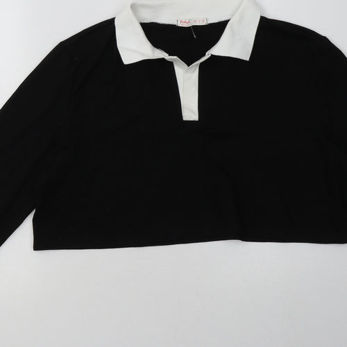 ROMWE Womens Black  Cotton Pullover Sweatshirt Size M  Pullover - Cropped