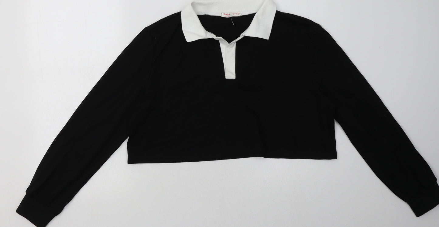 ROMWE Womens Black  Cotton Pullover Sweatshirt Size M  Pullover - Cropped