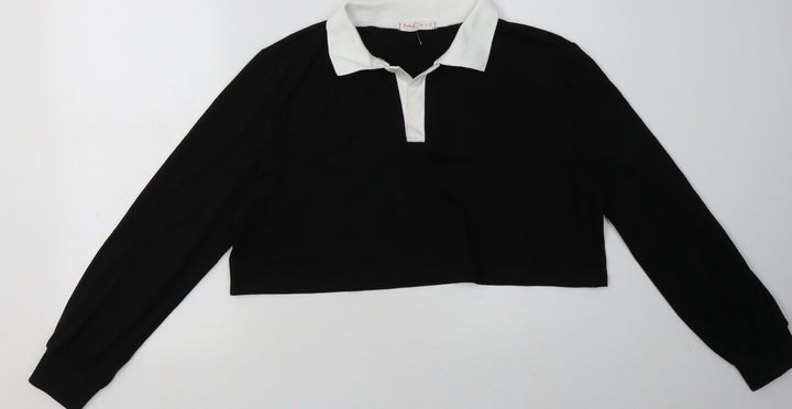 ROMWE Womens Black  Cotton Pullover Sweatshirt Size M  Pullover - Cropped