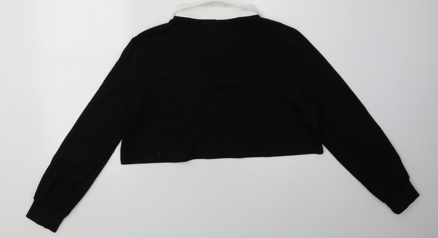 ROMWE Womens Black  Cotton Pullover Sweatshirt Size M  Pullover - Cropped