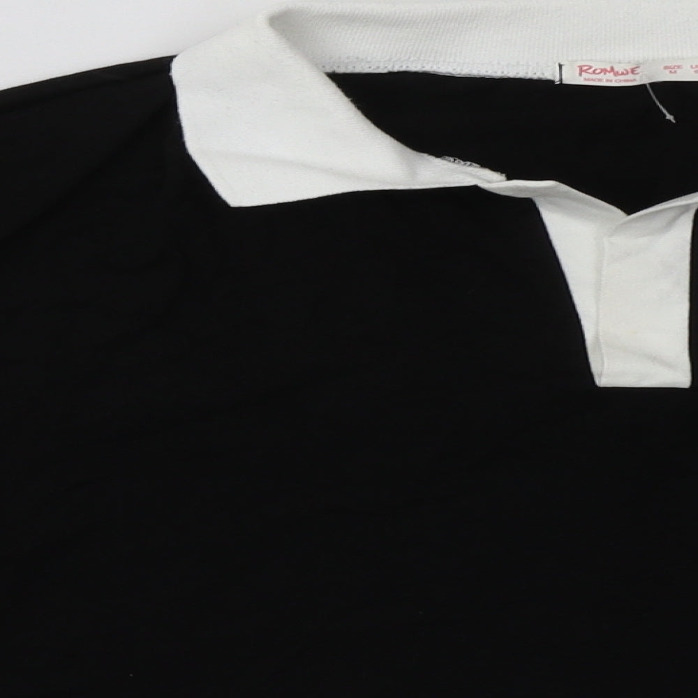 ROMWE Womens Black  Cotton Pullover Sweatshirt Size M  Pullover - Cropped