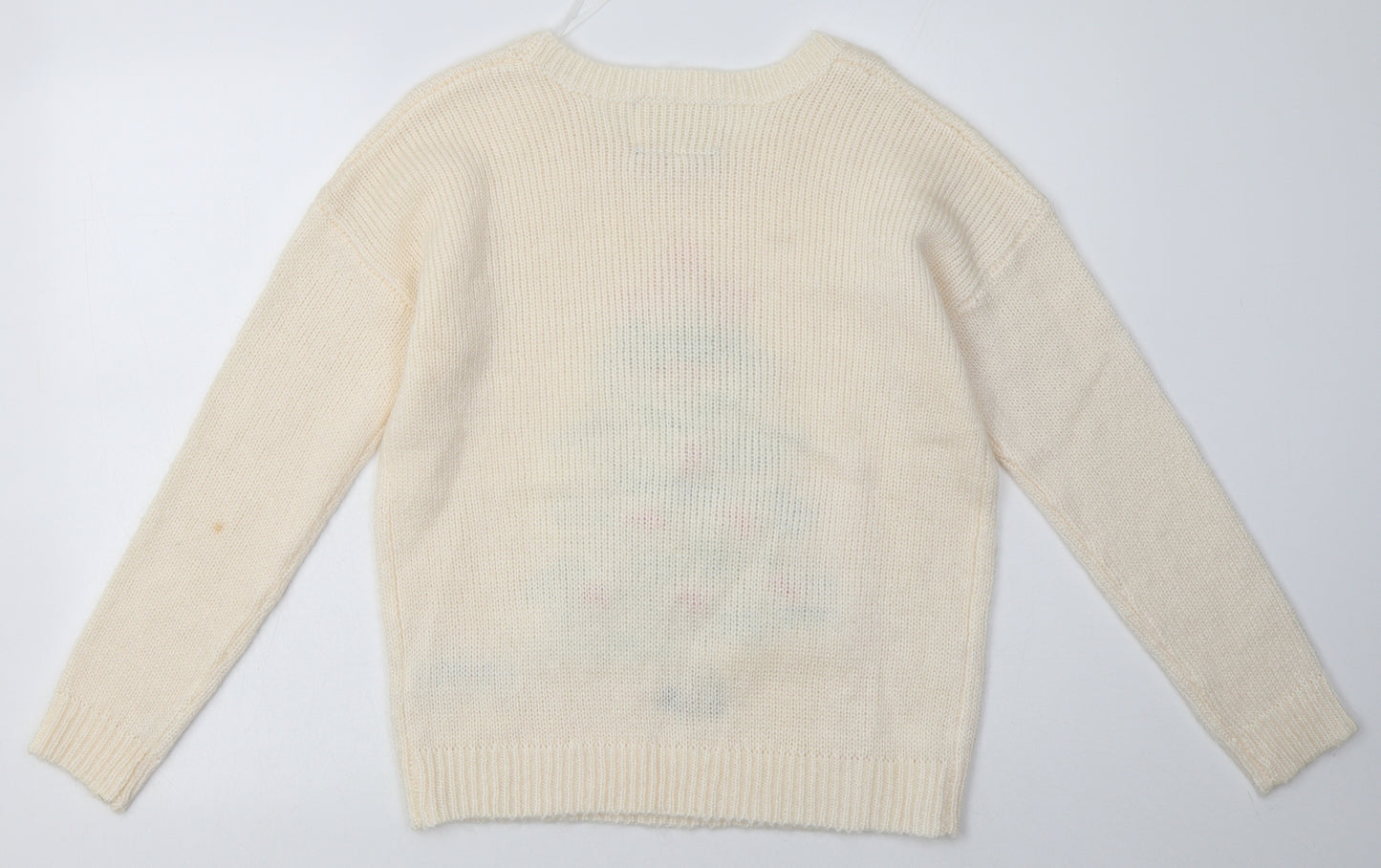 New Look Womens White  Acrylic Pullover Sweatshirt Size 10  Pullover - christmas light up tree