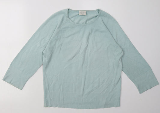 Front view of Next women’s blue acrylic pullover sweatshirt, size UK 12, pullover