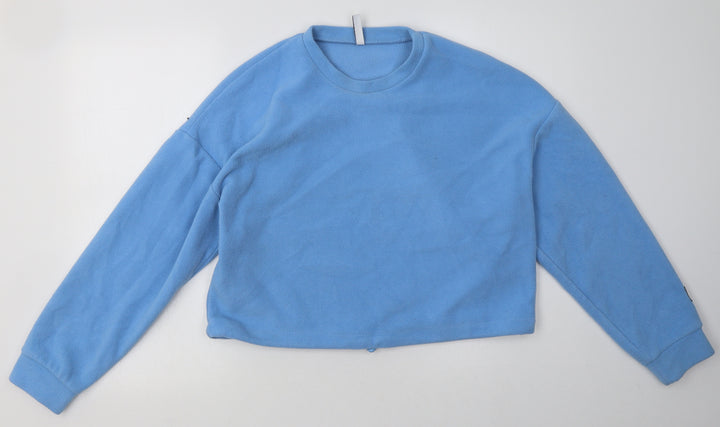 Stradivarius Womens Blue  Polyester Pullover Sweatshirt Size S  Pullover - Cropped