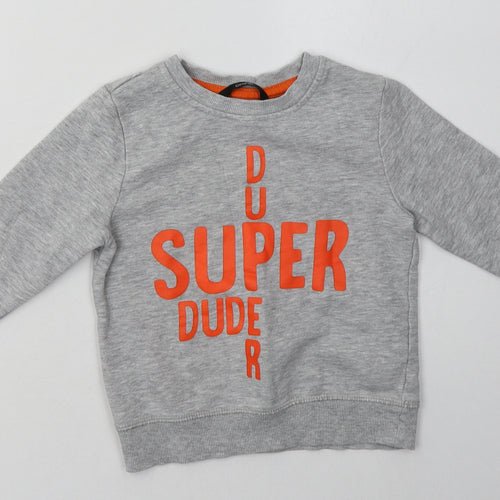 George Boys Grey  Cotton Pullover Sweatshirt Size 2-3 Years  Pullover - super dude