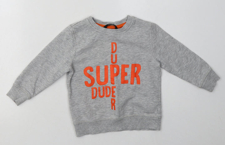 George Boys Grey  Cotton Pullover Sweatshirt Size 2-3 Years  Pullover - super dude