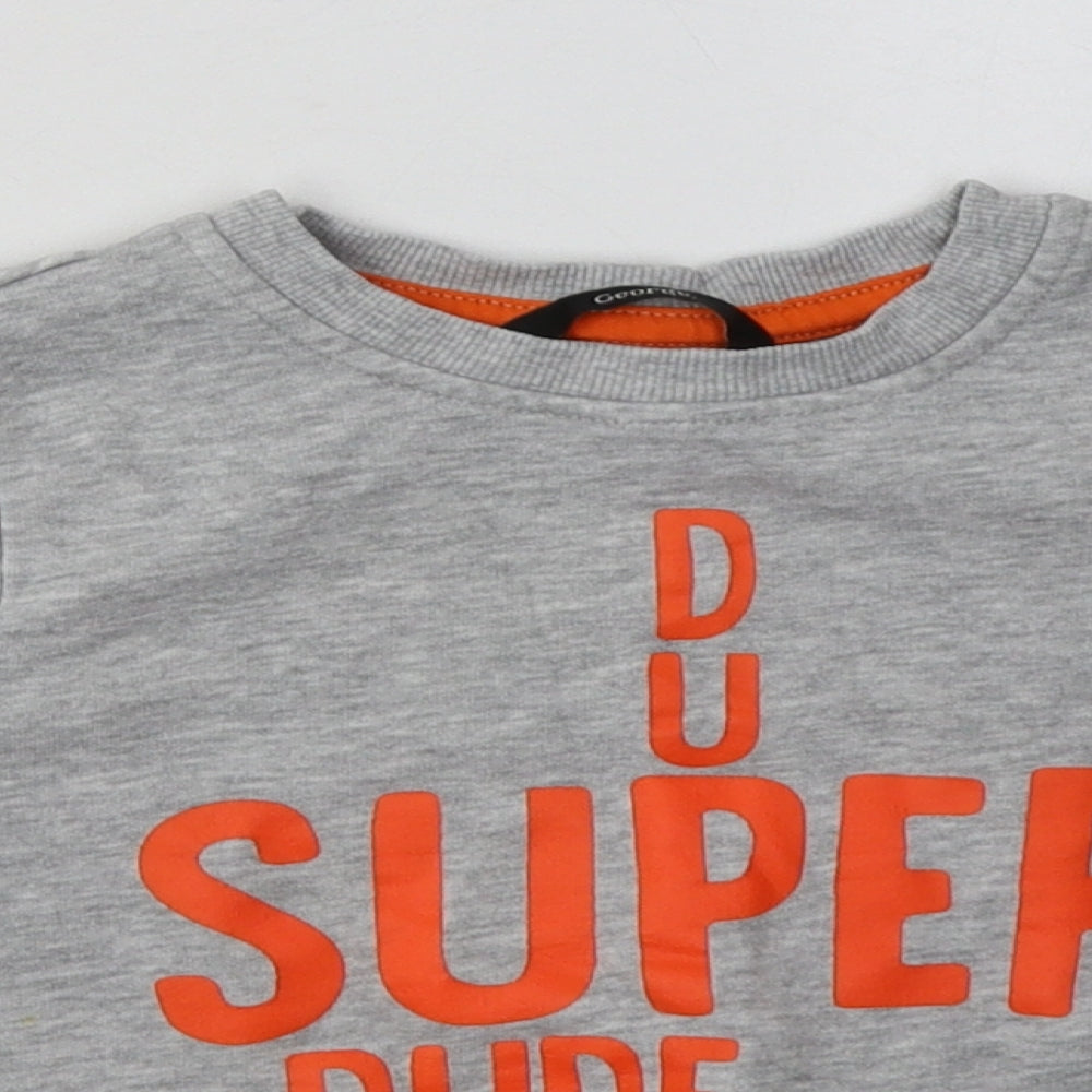 George Boys Grey  Cotton Pullover Sweatshirt Size 2-3 Years  Pullover - super dude