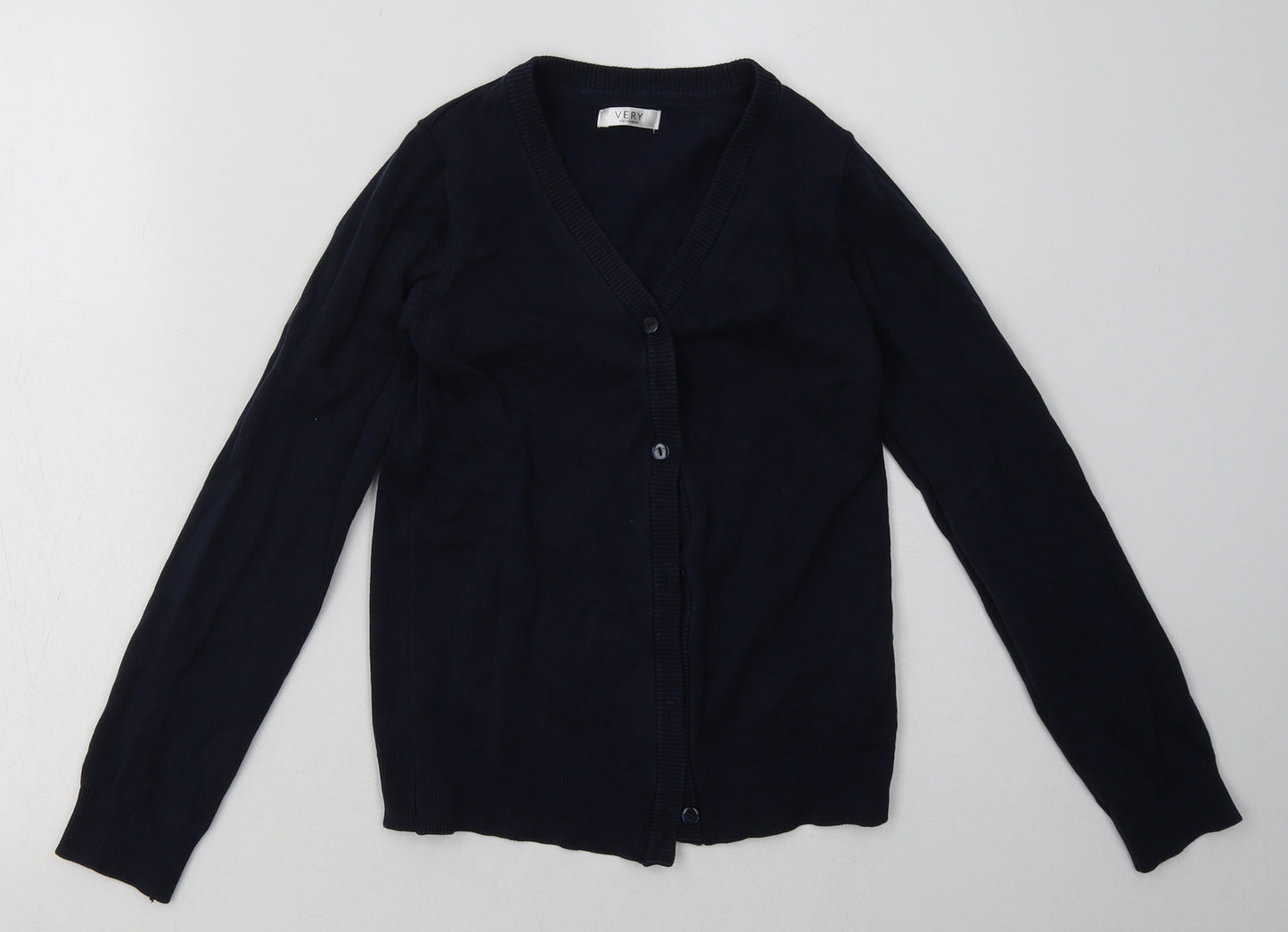 Very Girls Blue V-Neck  Cotton Cardigan Jumper Size 10-11 Years  Button - School Wear
