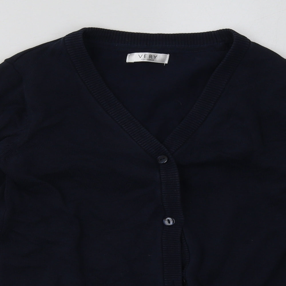 Very Girls Blue V-Neck  Cotton Cardigan Jumper Size 10-11 Years  Button - School Wear