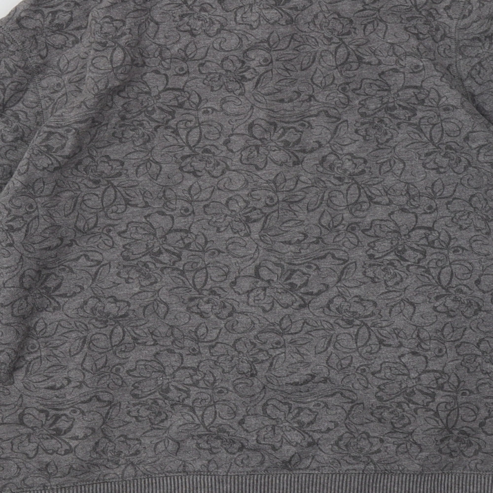 Marks and Spencer Womens Grey Floral Cotton Full Zip Sweatshirt Size 12  Zip