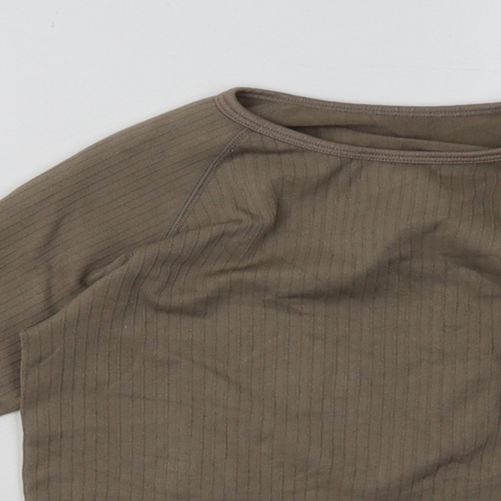 Preworn Womens Brown  Polyamide Cropped Casual Size S Crew Neck Pullover