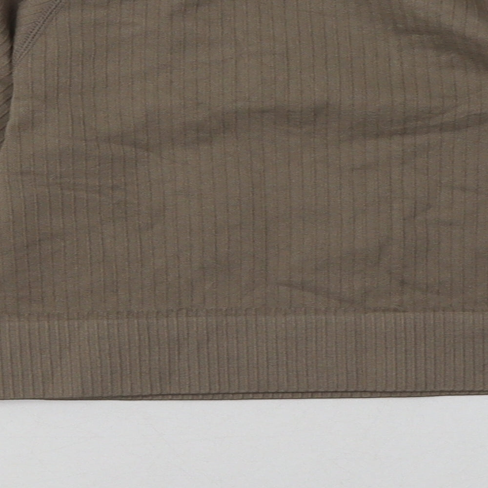 Preworn Womens Brown  Polyamide Cropped Casual Size S Crew Neck Pullover