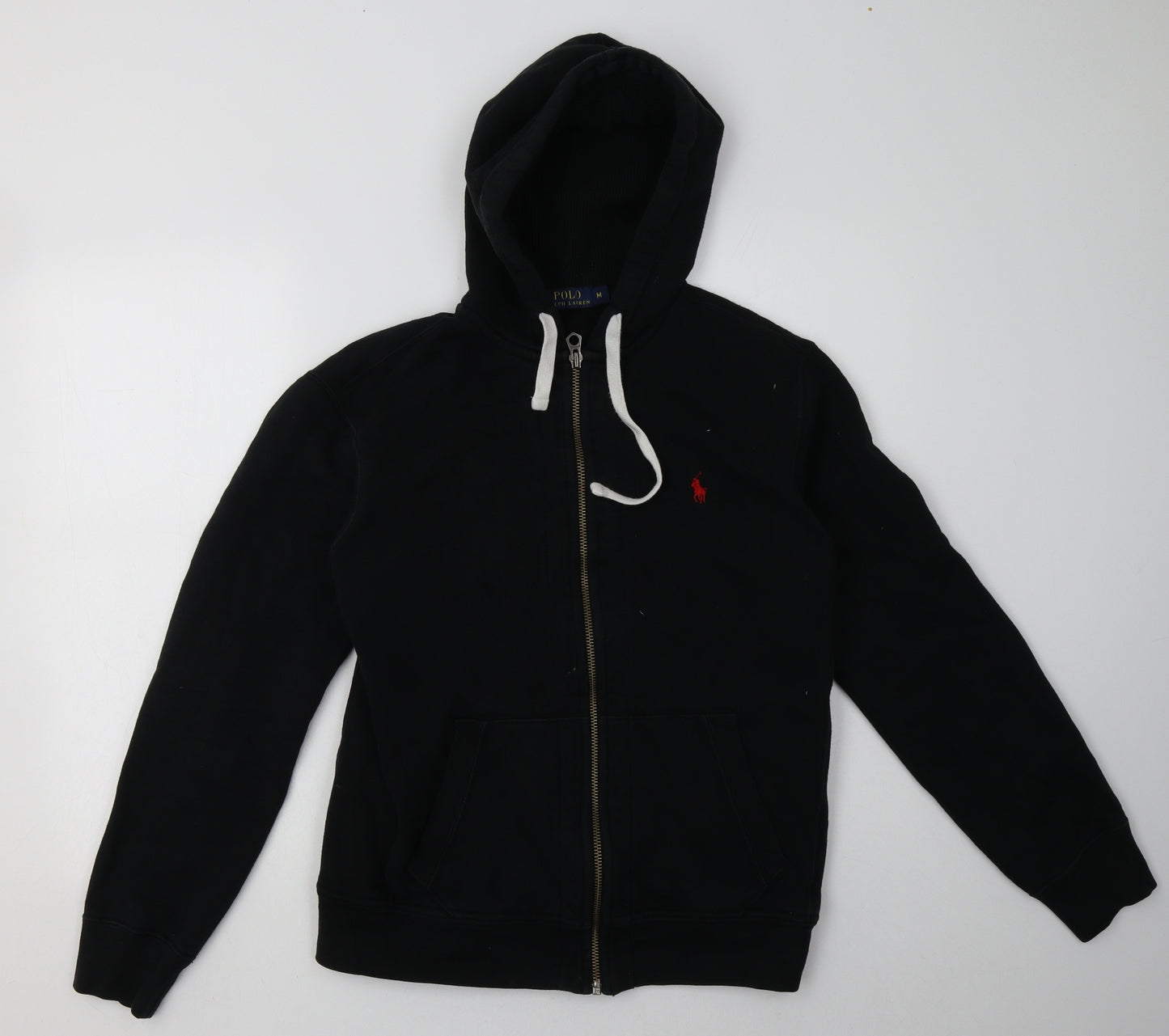 Ralph Lauren Mens Black  Cotton Full Zip Hoodie Size M