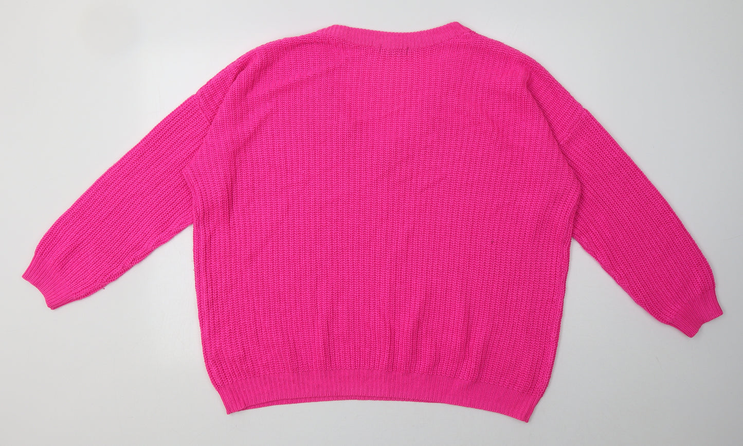 Simply Be Womens Pink  Acrylic Pullover Sweatshirt Size 20  Pullover