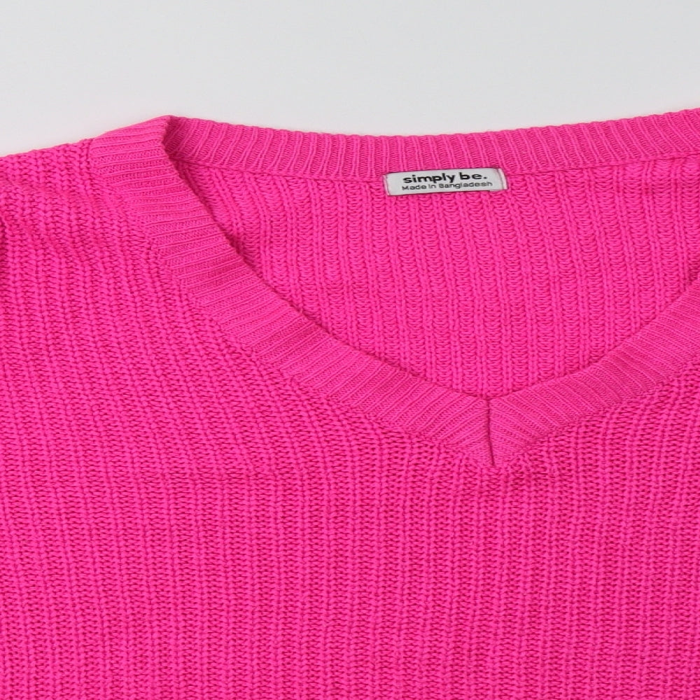 Simply Be Womens Pink  Acrylic Pullover Sweatshirt Size 20  Pullover