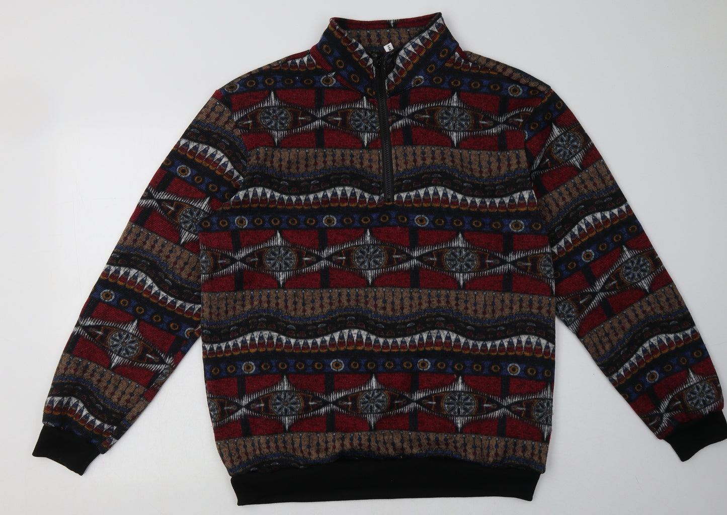 Preworn Mens Red Geometric Cotton Pullover Sweatshirt Size M