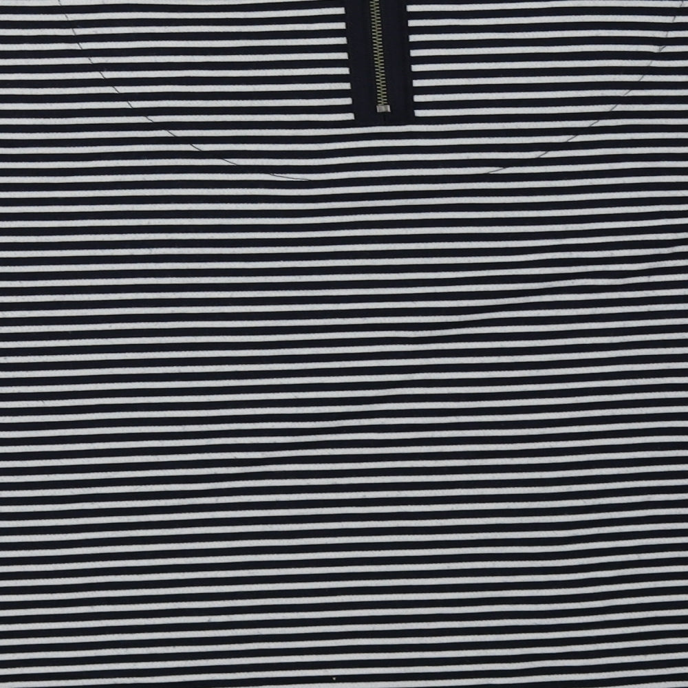NEXT Womens Blue Striped Polyester Basic T-Shirt Size 16 Crew Neck