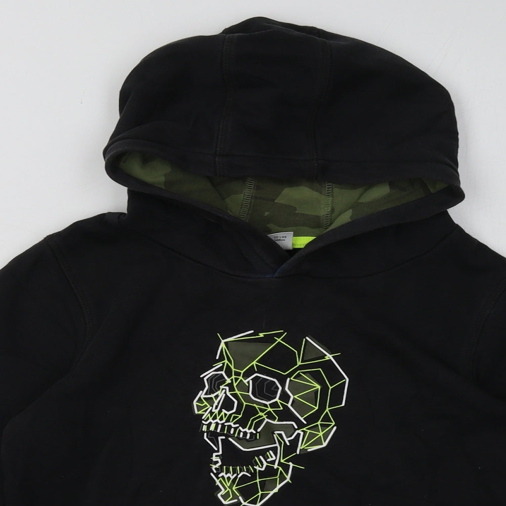 Sainsburys Boys Black  Cotton Pullover Hoodie Size 10 Years  Pullover - Skull