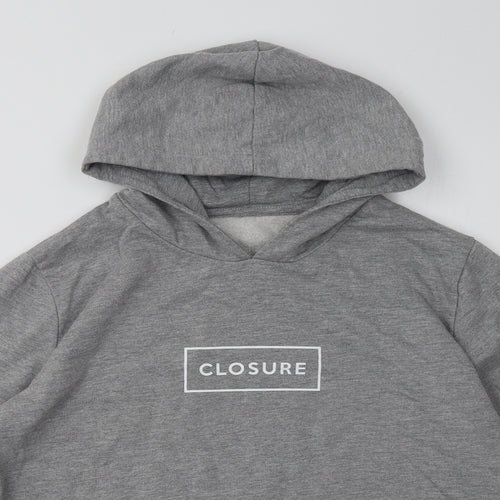 closure Womens Grey  Polyester Pullover Hoodie Size S  Pullover