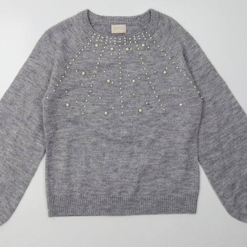 lauren taylor Womens Grey  Acrylic Pullover Sweatshirt Size M  Pullover