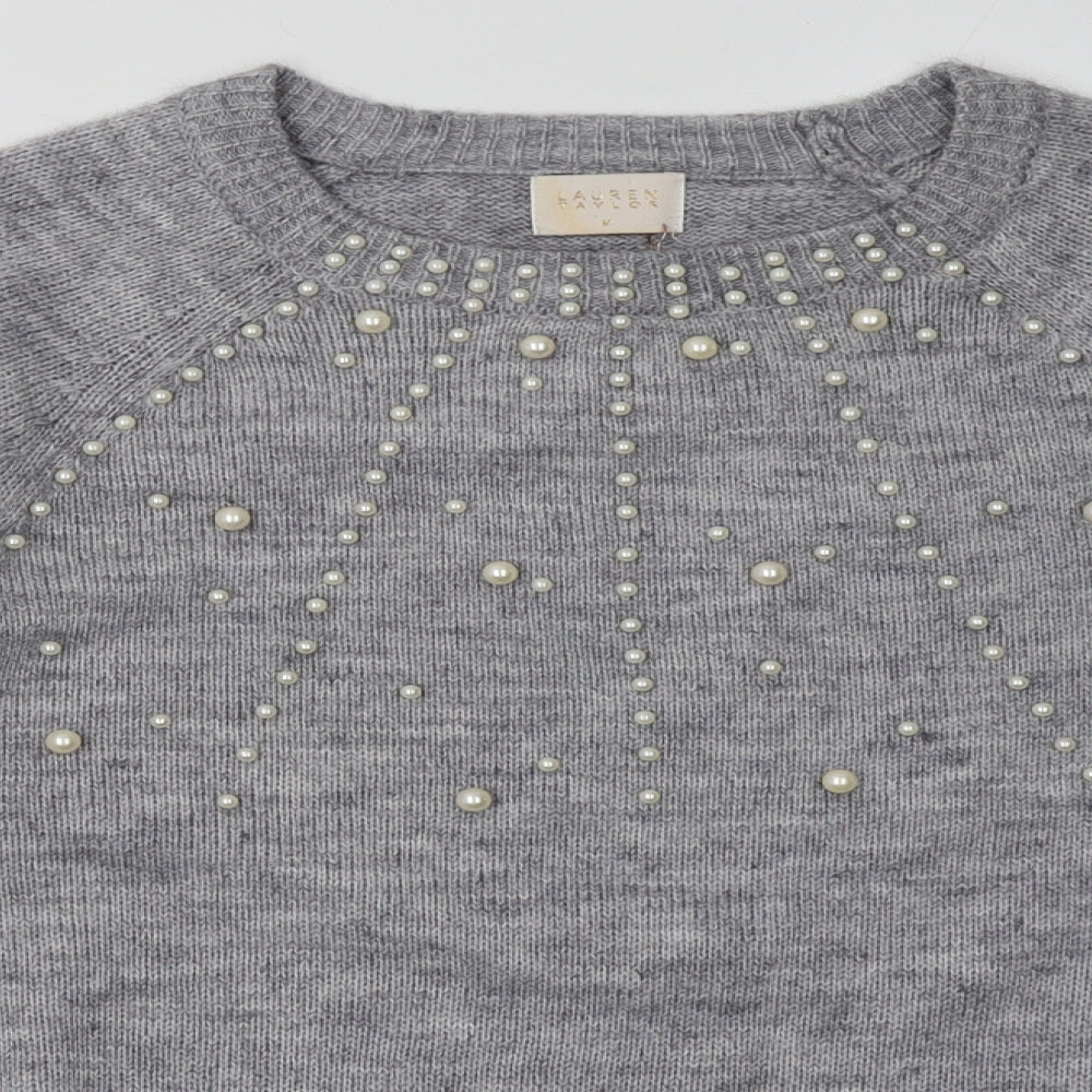 lauren taylor Womens Grey  Acrylic Pullover Sweatshirt Size M  Pullover