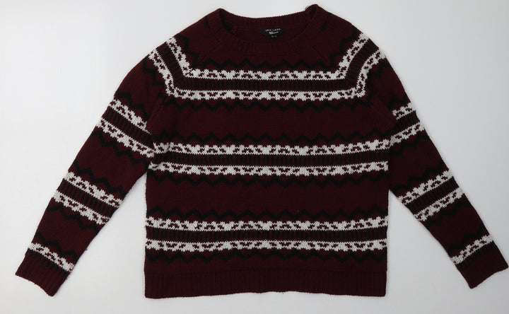 New Look Girls Red Geometric Acrylic Pullover Sweatshirt Size 14-15 Years  Pullover