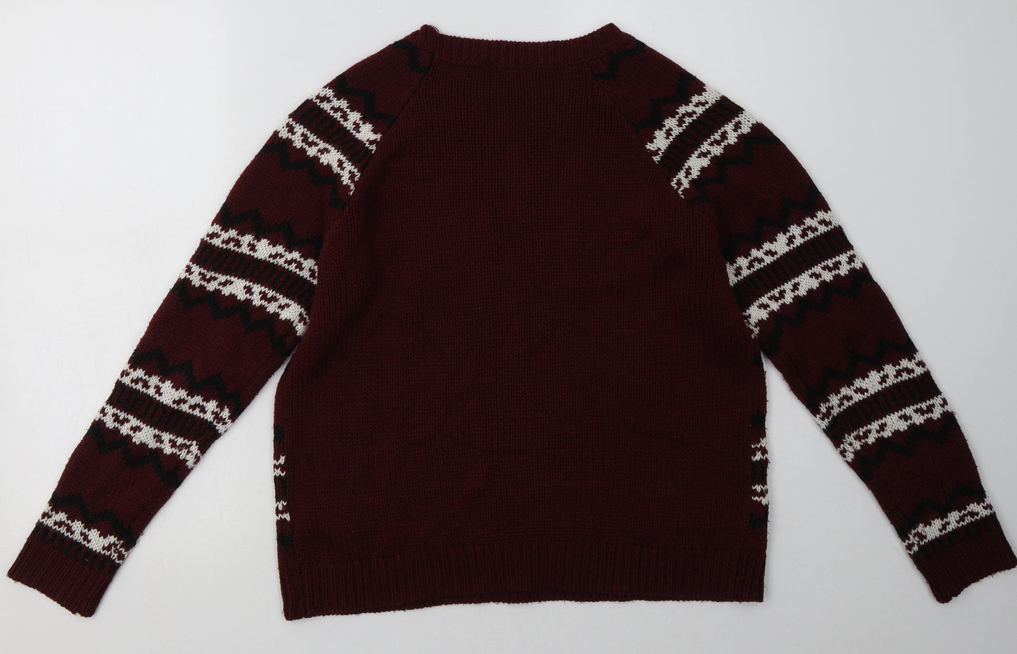 New Look Girls Red Geometric Acrylic Pullover Sweatshirt Size 14-15 Years  Pullover