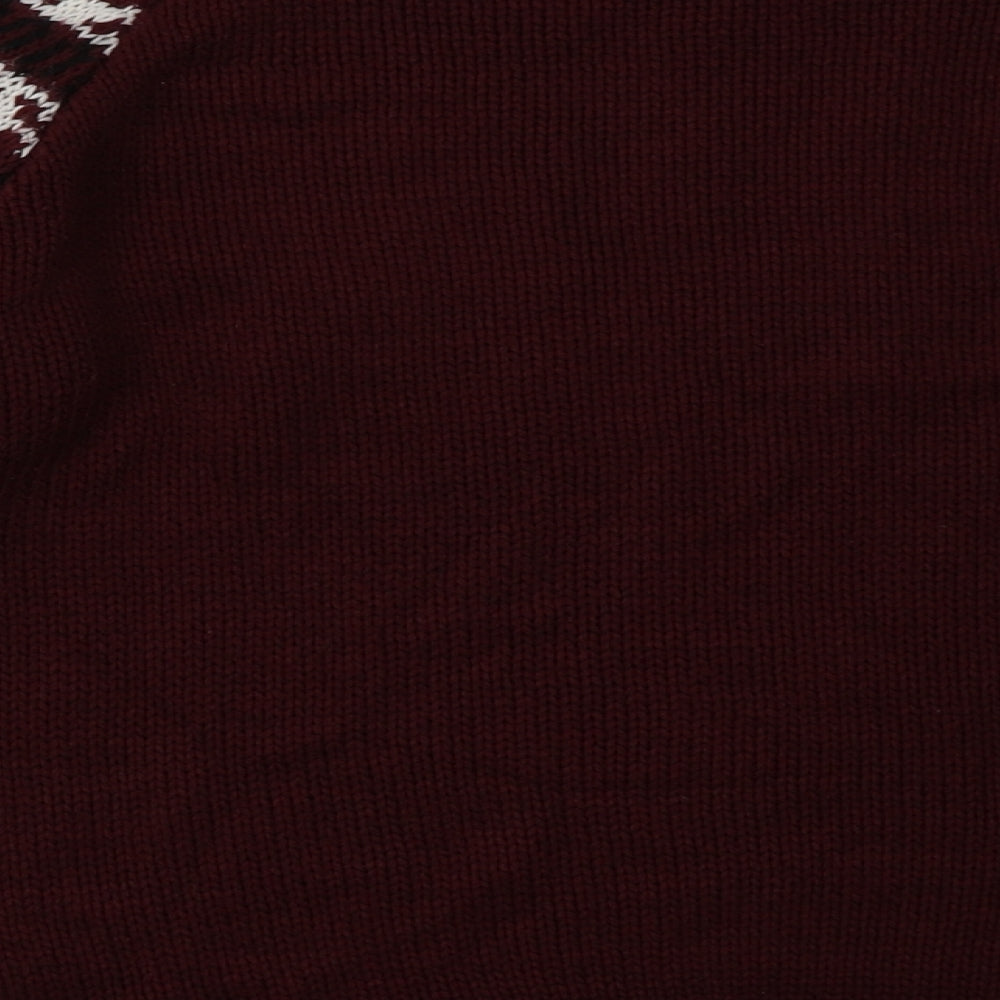 New Look Girls Red Geometric Acrylic Pullover Sweatshirt Size 14-15 Years  Pullover