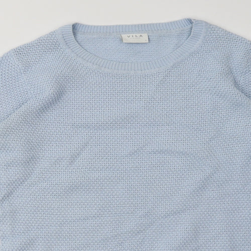VILA Womens Blue  Cotton Pullover Sweatshirt Size S  Pullover