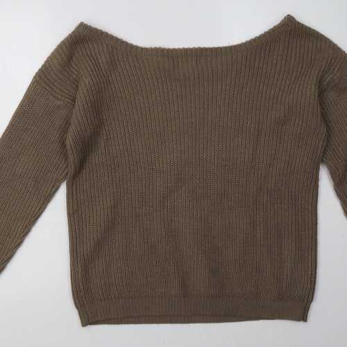 Missguided Womens Brown  Acrylic Pullover Sweatshirt Size M  Pullover