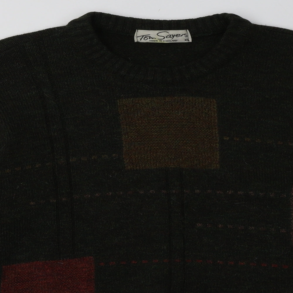 tom sayers Mens Green Geometric Acrylic Pullover Sweatshirt Size XL