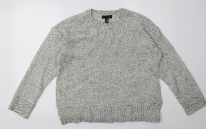 New Look Womens Grey Acrylic Pullover Sweatshirt Size M Pullover