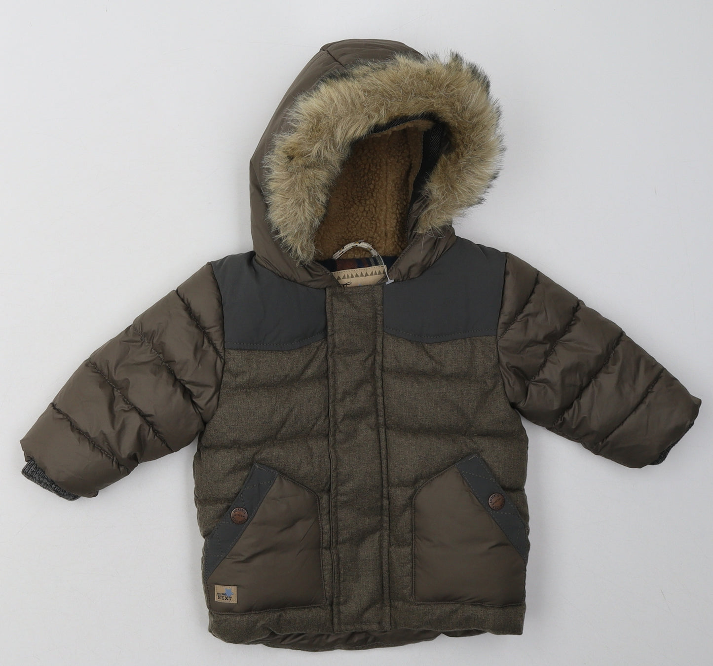 NEXT Boys Brown   Basic Coat Coat Size 6-9 Months   Zip