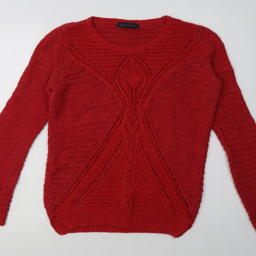 Marks and Spencer Womens Red Geometric Cotton Pullover Sweatshirt Size 8  Pullover