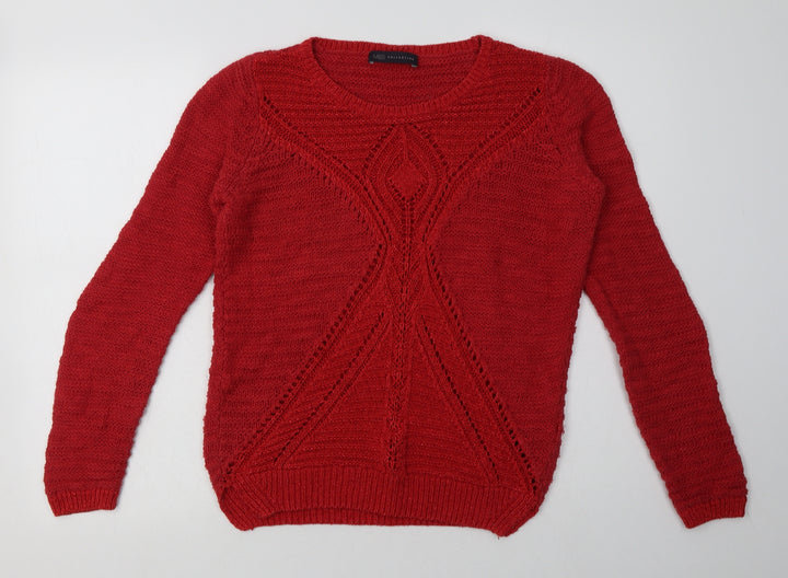 Marks and Spencer Womens Red Geometric Cotton Pullover Sweatshirt Size 8 Pullover