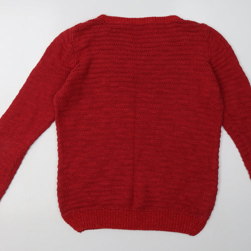 Marks and Spencer Womens Red Geometric Cotton Pullover Sweatshirt Size 8  Pullover