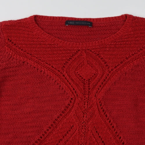 Marks and Spencer Womens Red Geometric Cotton Pullover Sweatshirt Size 8  Pullover