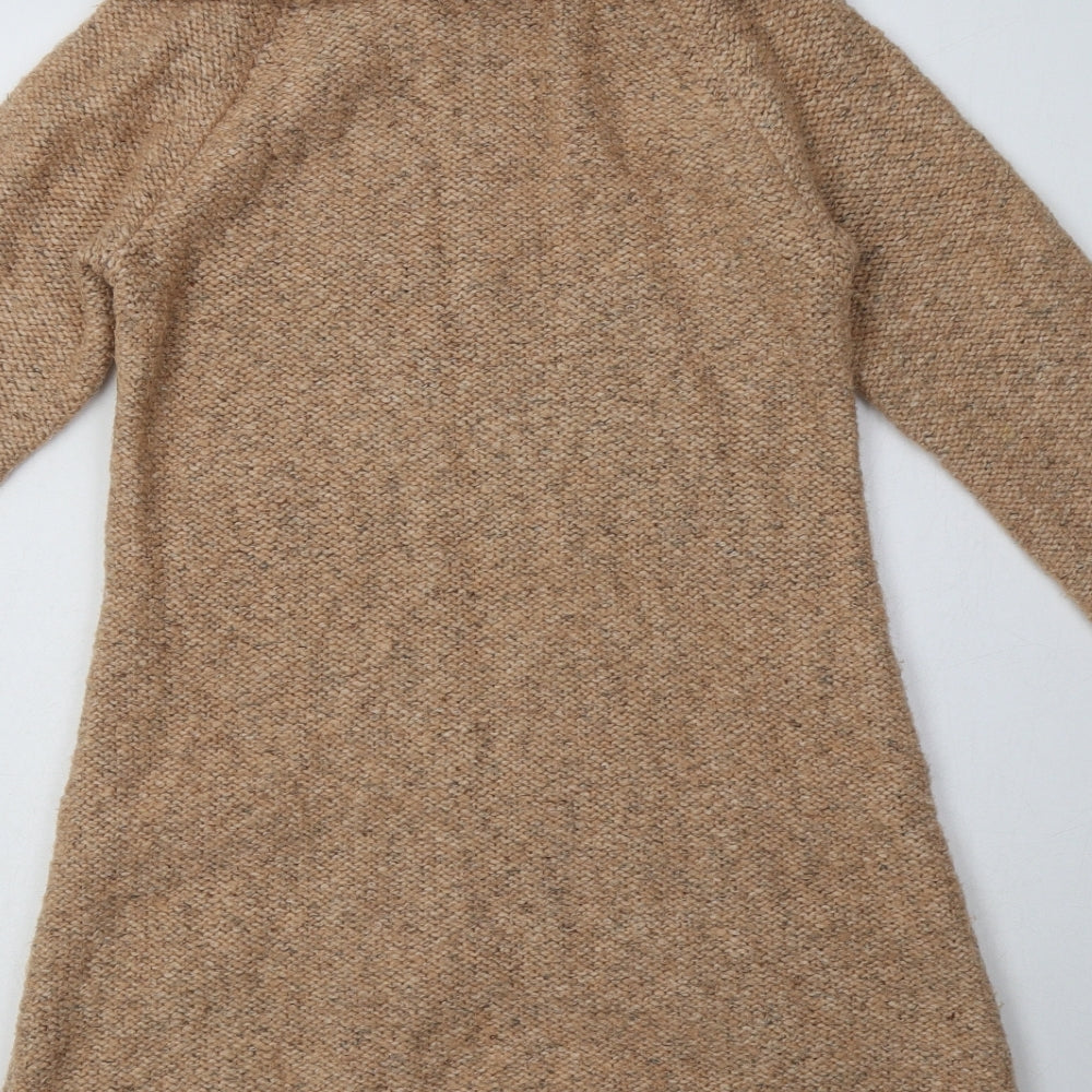 NEXT Womens Brown Argyle/Diamond Acrylic Jumper Dress  Size 10  Roll Neck Pullover