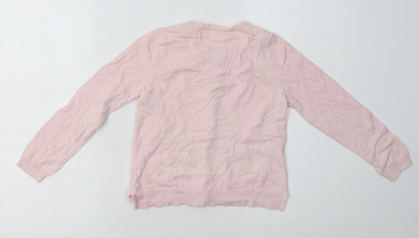H&M Girls Pink Collared  Cotton Cardigan Jumper Size 4-5 Years  Button