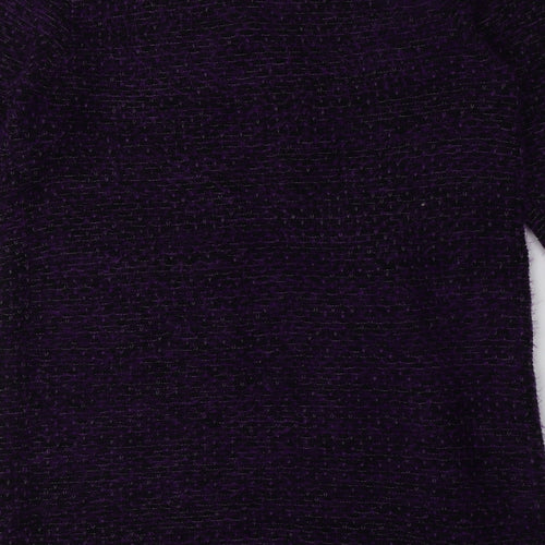 soft b Womens Purple Crew Neck  Cotton Cardigan Jumper Size L