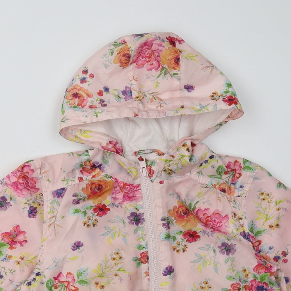 NEXT Girls Pink Floral  Basic Coat Coat Size 2-3 Years  Zip