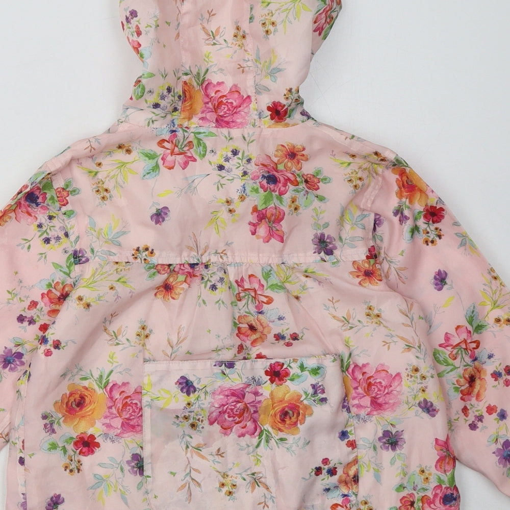 NEXT Girls Pink Floral  Basic Coat Coat Size 2-3 Years  Zip