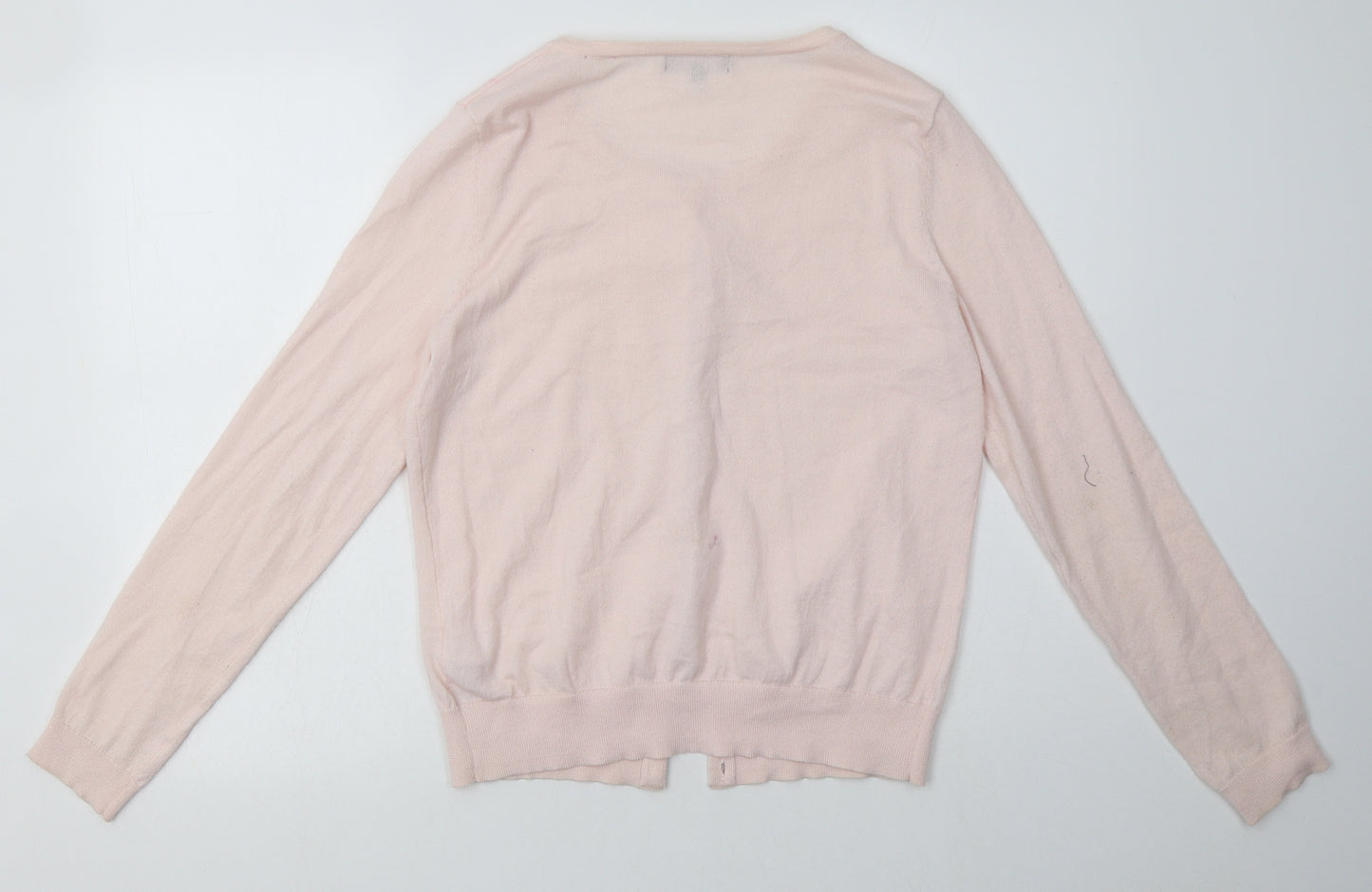New Look Womens Pink Crew Neck  Polyester Cardigan Jumper Size 14